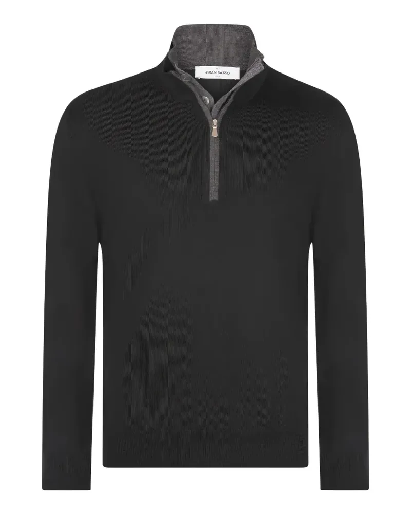 Gran Sasso Pullover mit Lagenkragen und Reißverschluss - Schwarz Schwarz