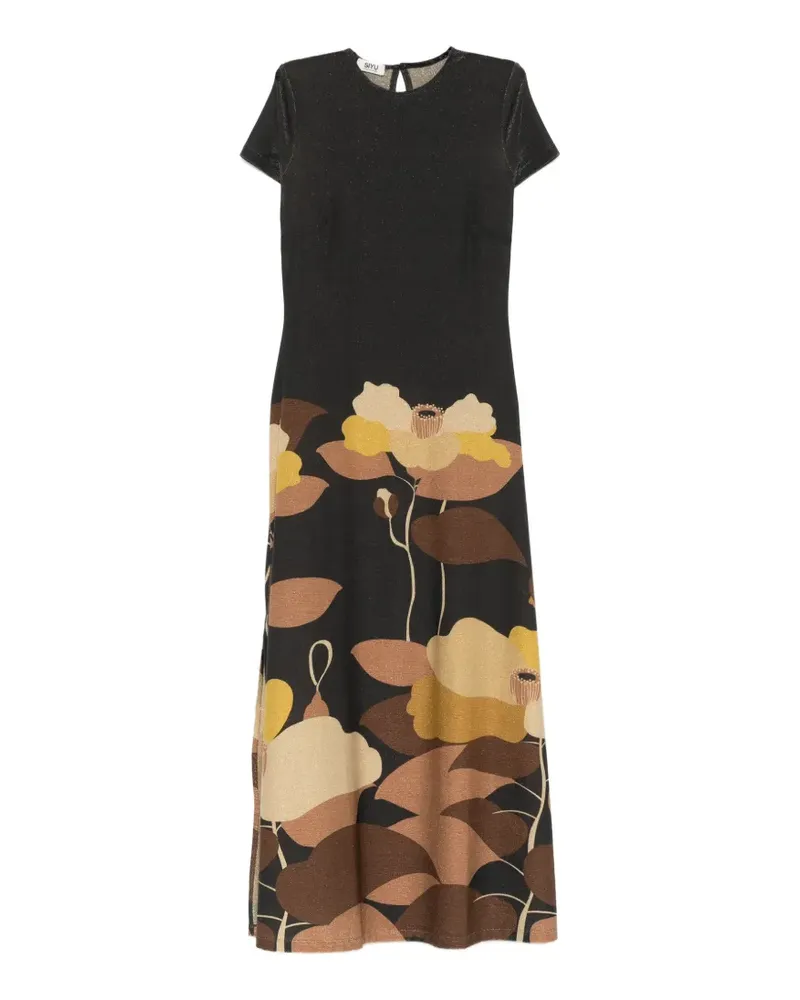 SIYU T-Shirtkleid im Glitzer-Look - Schwarz Schwarz