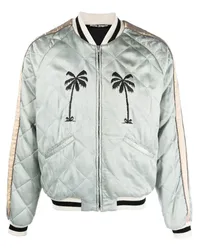 Palm Angels Gesteppte Jacke mit Stickerei Grau