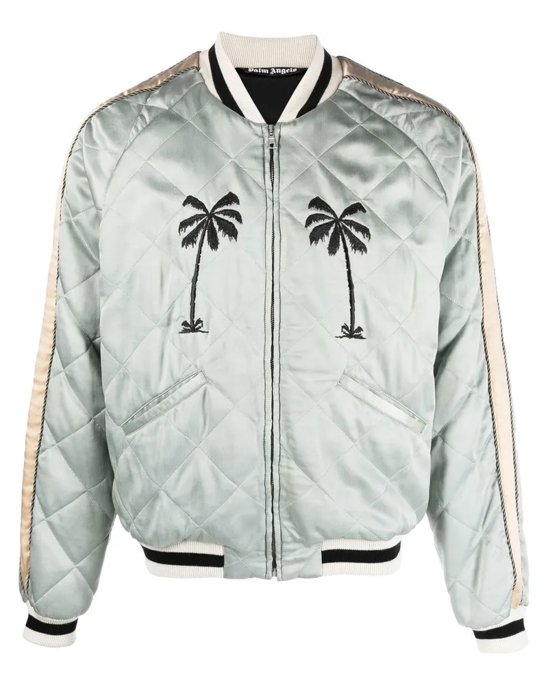 Palm Angels Gesteppte Jacke mit Stickerei - Grau Grau