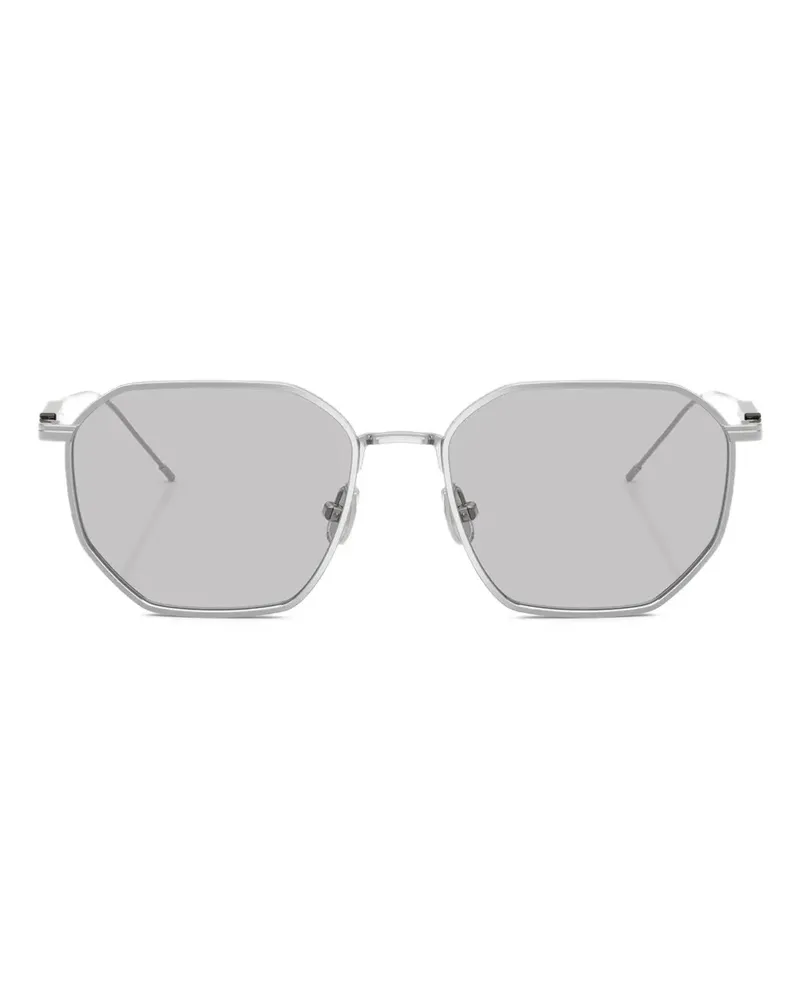 Brunello Cucinelli Sonnenbrille mit geometrischem Gestell - Silber Silber