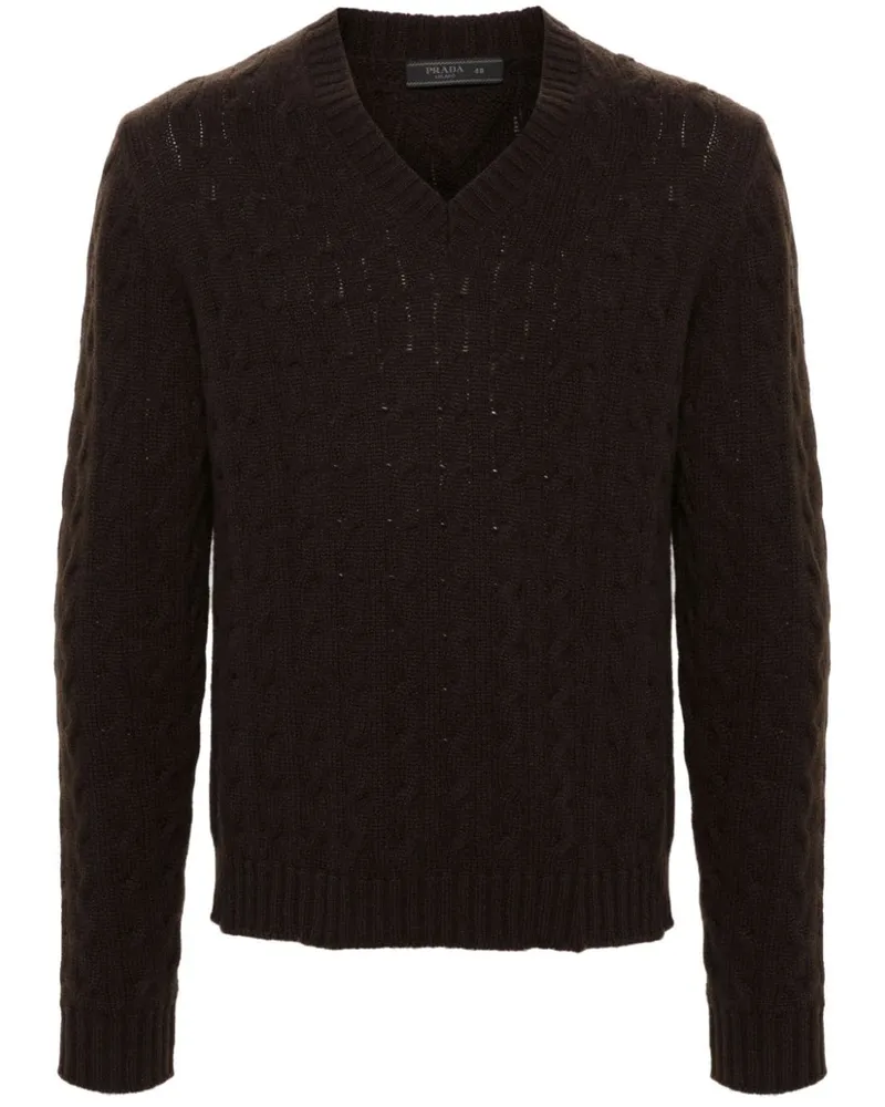Prada Kaschmirpullover mit V-Ausschnitt - Braun Braun