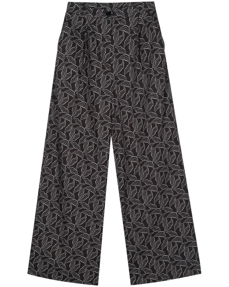 Patrizia Pepe Palazzohose mit Blumen-Print Schwarz