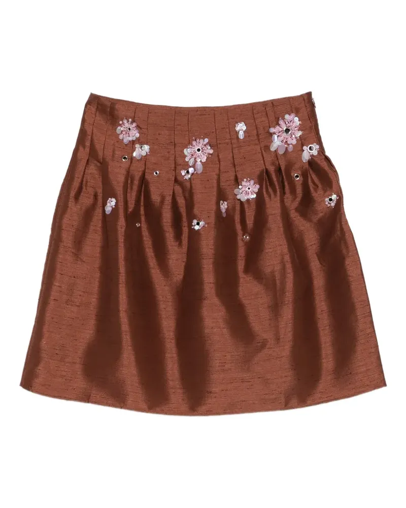 SHUSHU/TONG floral-embellished pleated skirt - Braun Braun