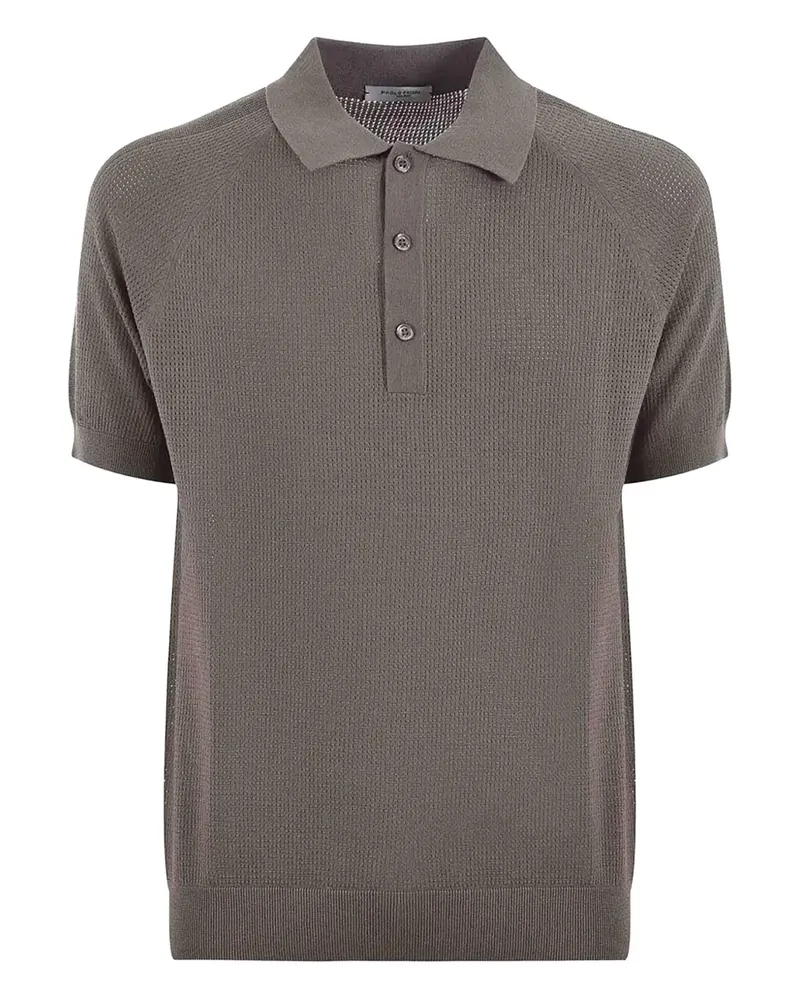 Paolo Pecora Milano Strukturiertes Poloshirt mit Raglanärmeln - Grau Grau