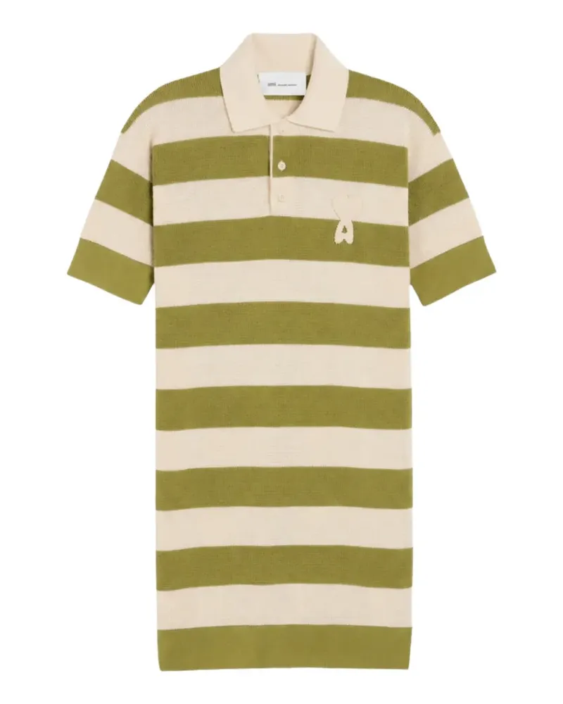 AMI Paris Ami de Coeur patch striped polo mini dress - Grün Grün