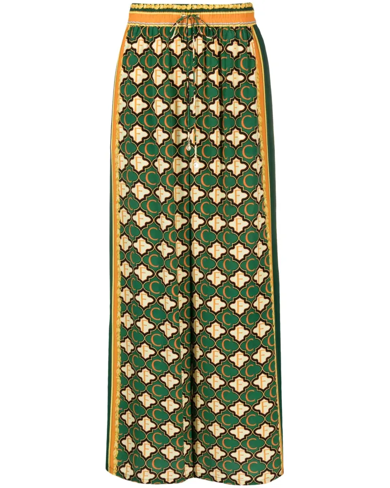 Camilla Palazzohose mit geometrischem Print - Grün Grün