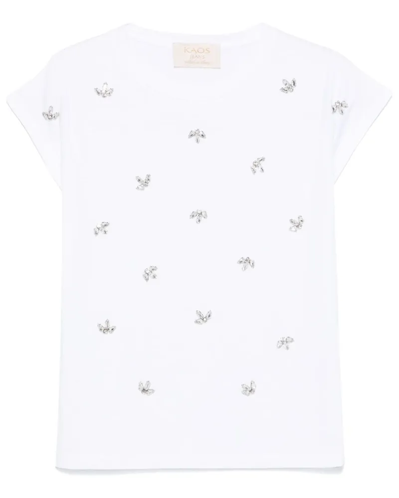 Kaos T-Shirt mit Kristallen - Weiß Weiß
