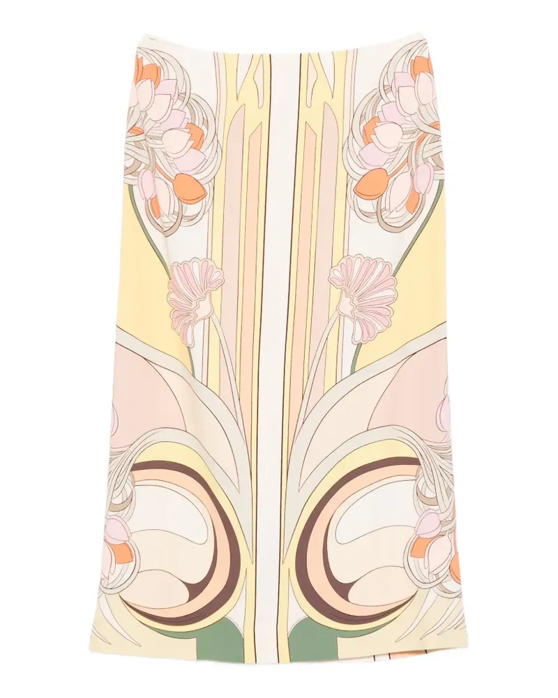 La DoubleJ floral-print midi skirt - Nude Nude
