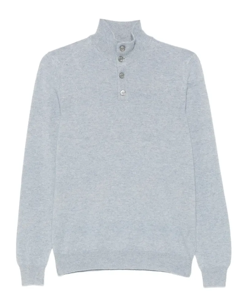 Fedeli high-neck buttoned polo shirt - Blau Blau