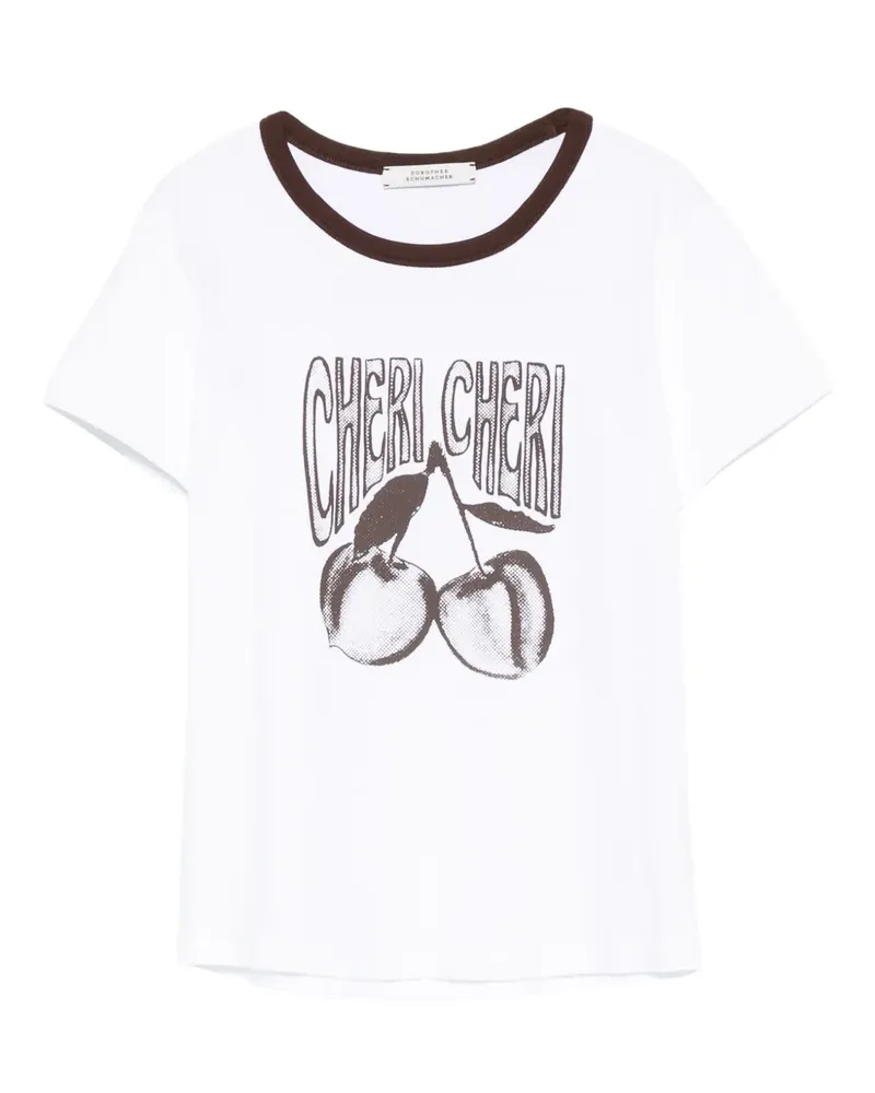 Dorothee Schumacher Rundhals-T-Shirt mit Kirschen-Print - Weiß Weiß