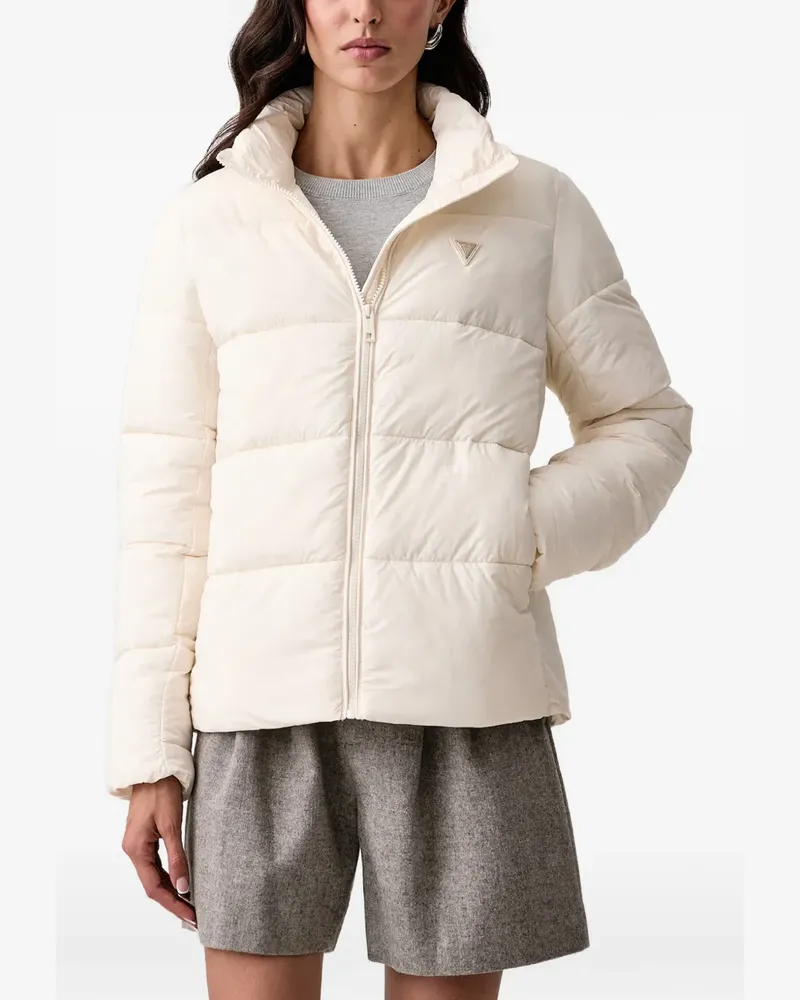 Guess quilted logo-plaque jacket - Nude Nude