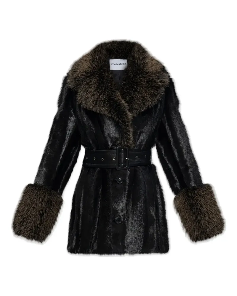STAND Fae Jacke mit Gürtelkragen - Schwarz Schwarz