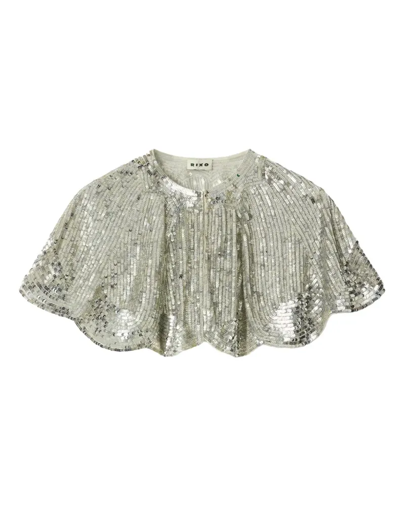 RIXO Evienne sequin-embellished cropped cape - Silber Silber