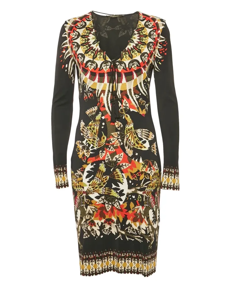 Roberto Cavalli Kleid mit Barock-Print - Schwarz Schwarz