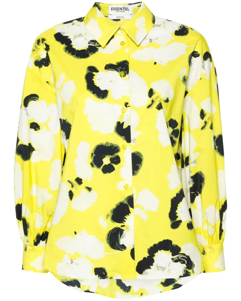 Essentiel Hemd mit floraler Textur Gelb