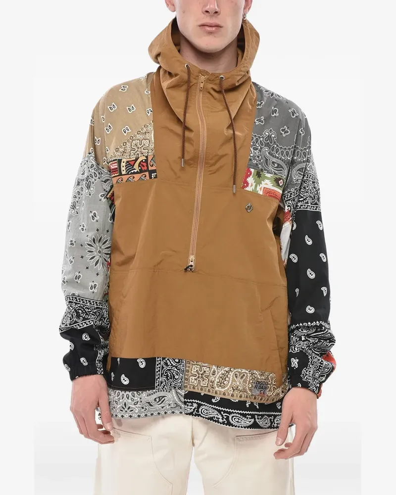 Children Of The Discordance bandana-patchwork jacket - Braun Braun