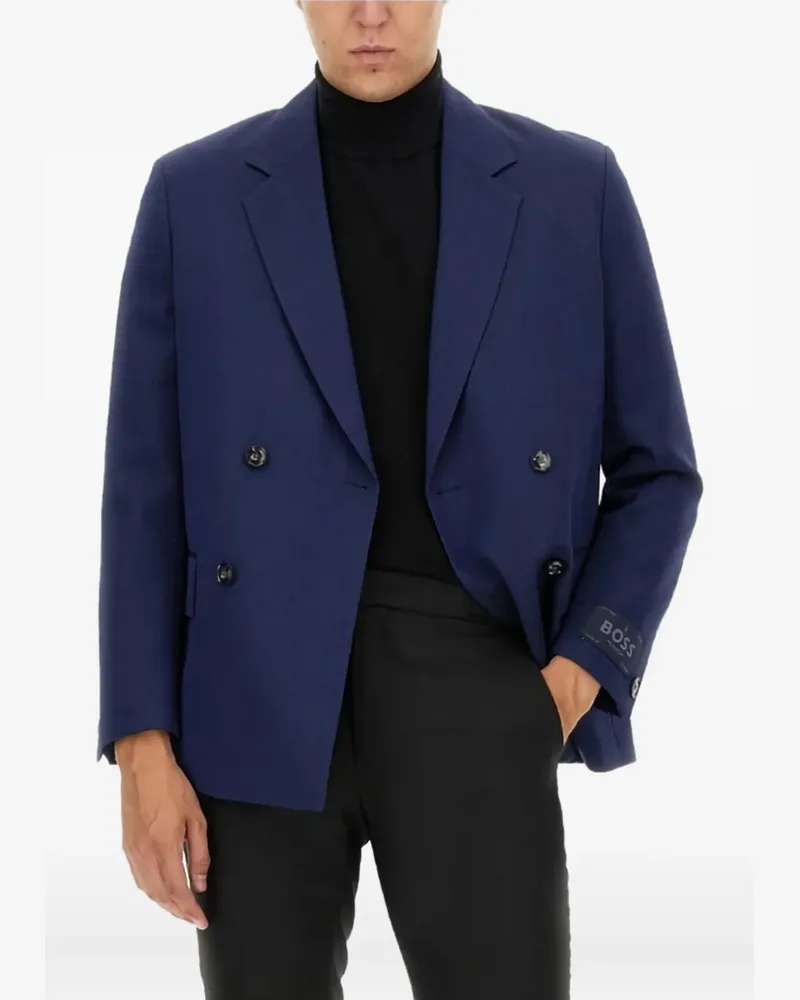 HUGO BOSS Sakko mit Logo-Schild - Blau Blau