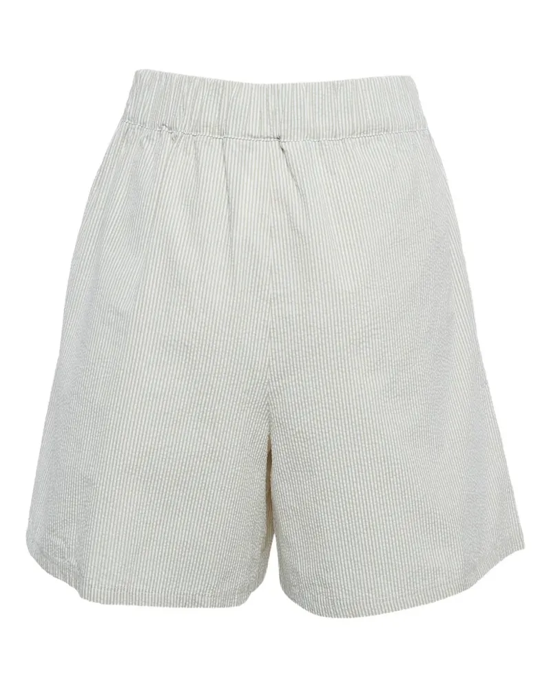 Max Mara Gestreifte Seersucker-Shorts - Weiß Weiß