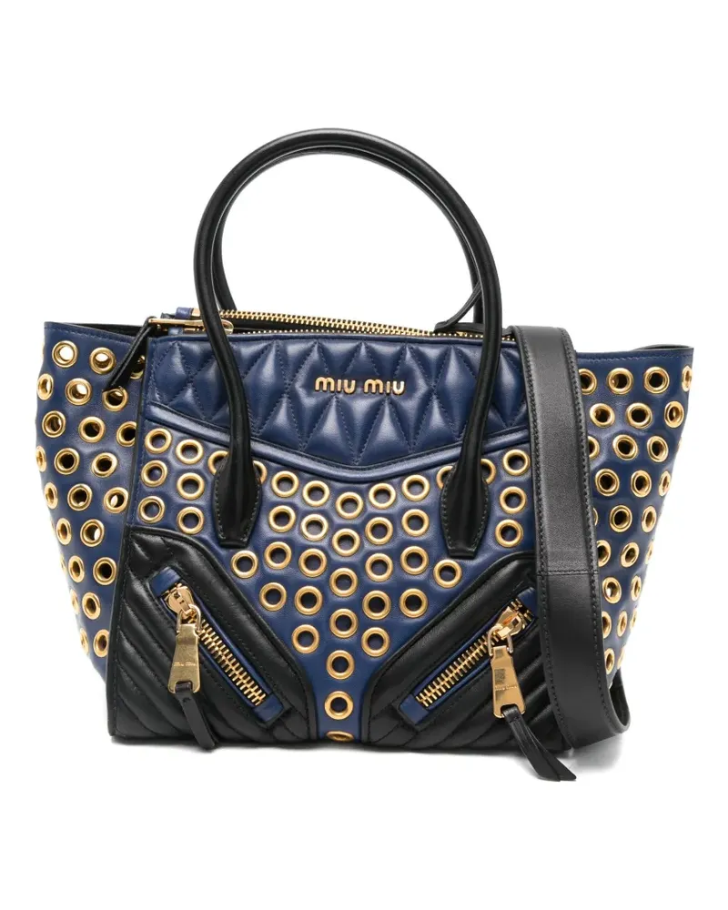 Miu Miu Gesteppter Tote Bag mit Ösendetail - Blau Blau