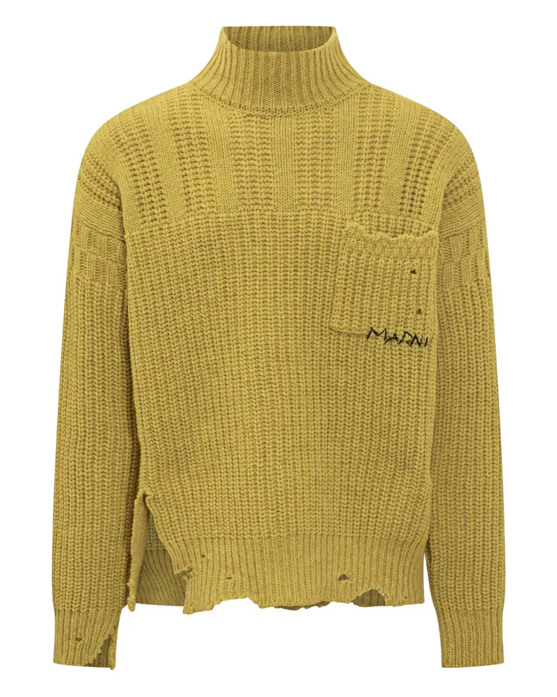 Marni Gerippter Pullover mit Stehkragen - Gelb Gelb