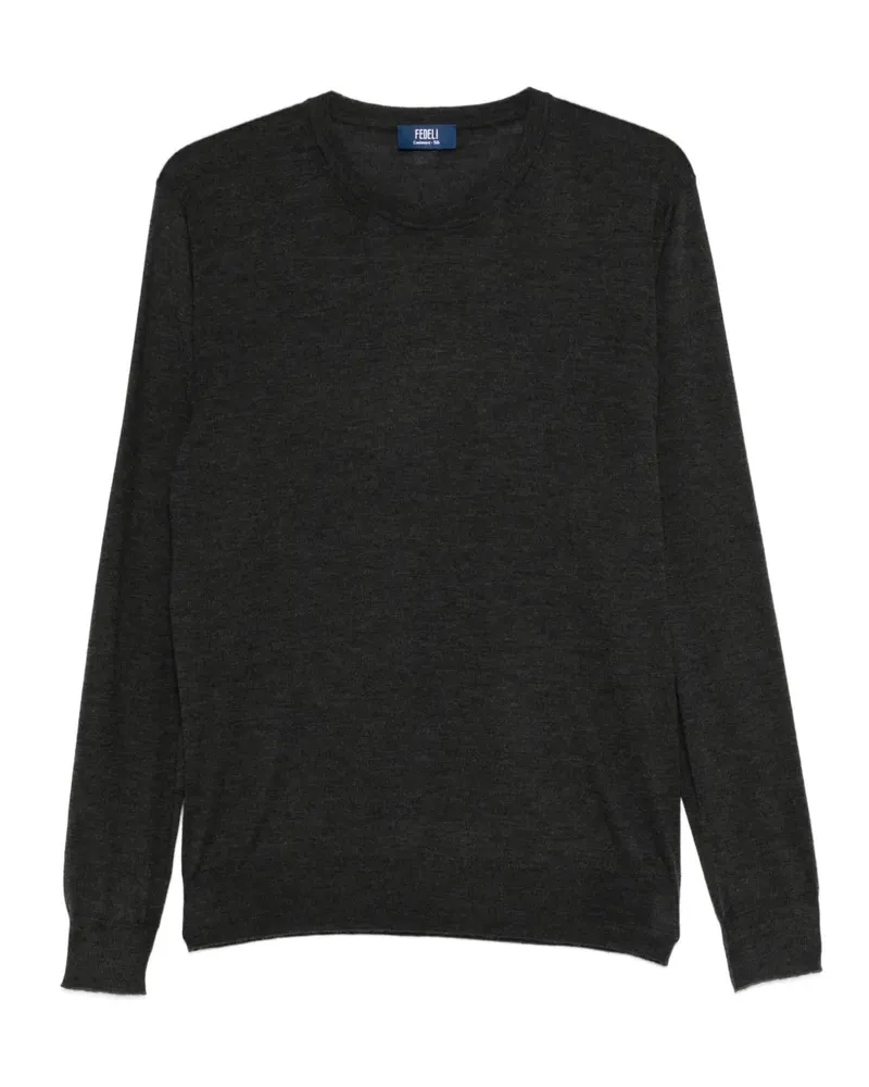 Fedeli Langarmshirt mit rundem Ausschnitt - Grau Grau
