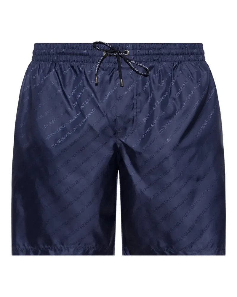 Dolce & Gabbana Kordelzug-Badeshorts aus Logo-Jacquard - Blau Blau