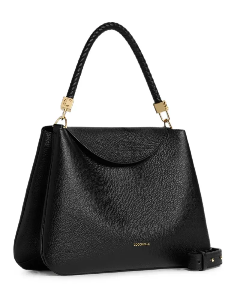 Coccinelle Tiggy braided-handle leather tote bag - Schwarz Schwarz