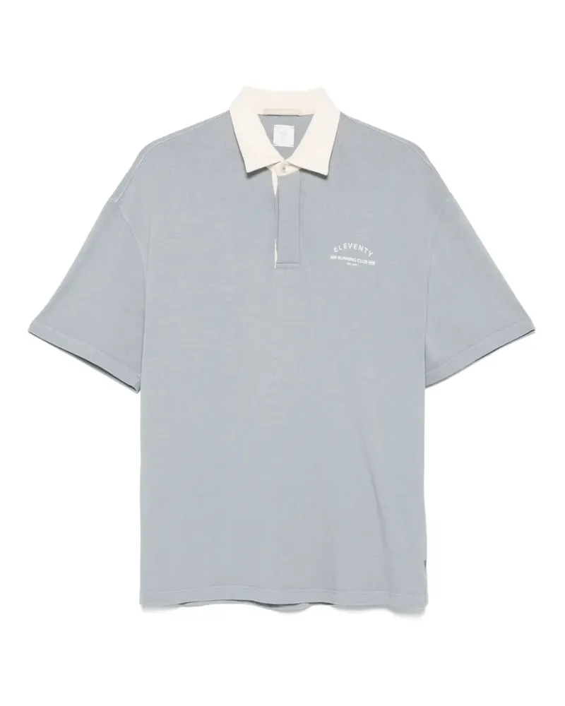 Eleventy Poloshirt mit Running Club-Print - Blau Blau