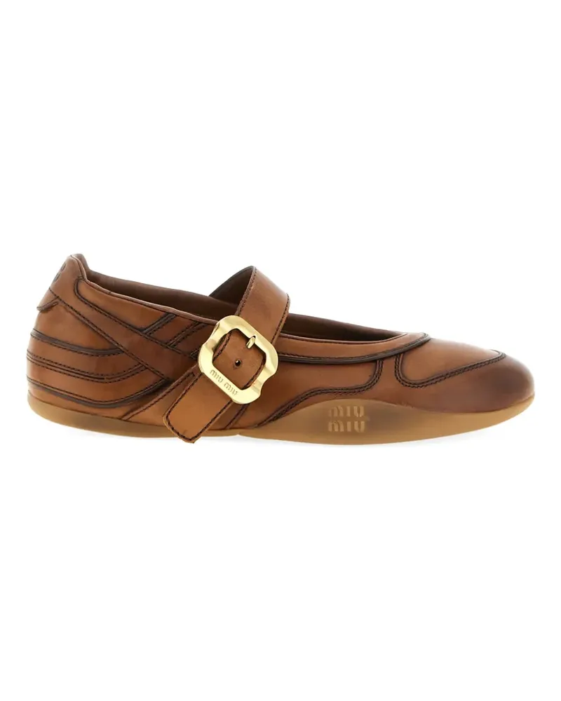 Miu Miu Gymnasium leather ballet flats - Braun Braun