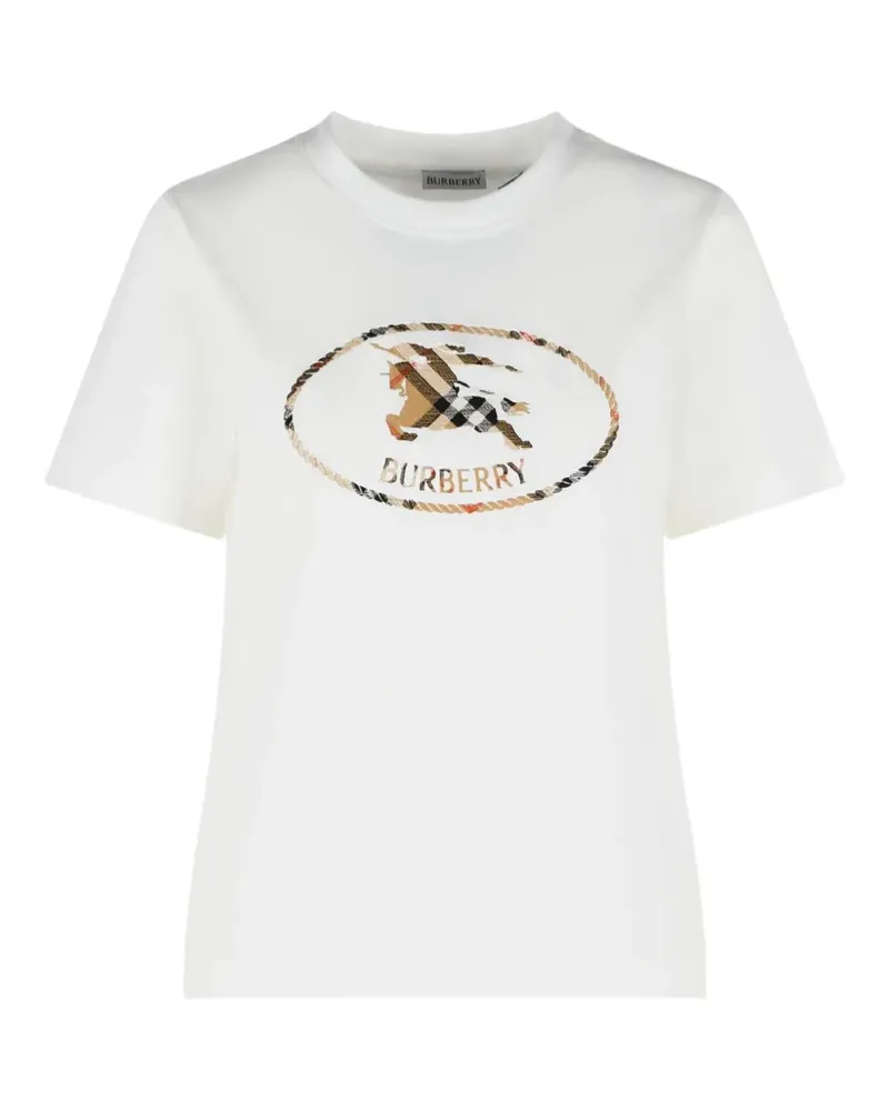 Burberry logo embroidered T-shirt - Weiß Weiß