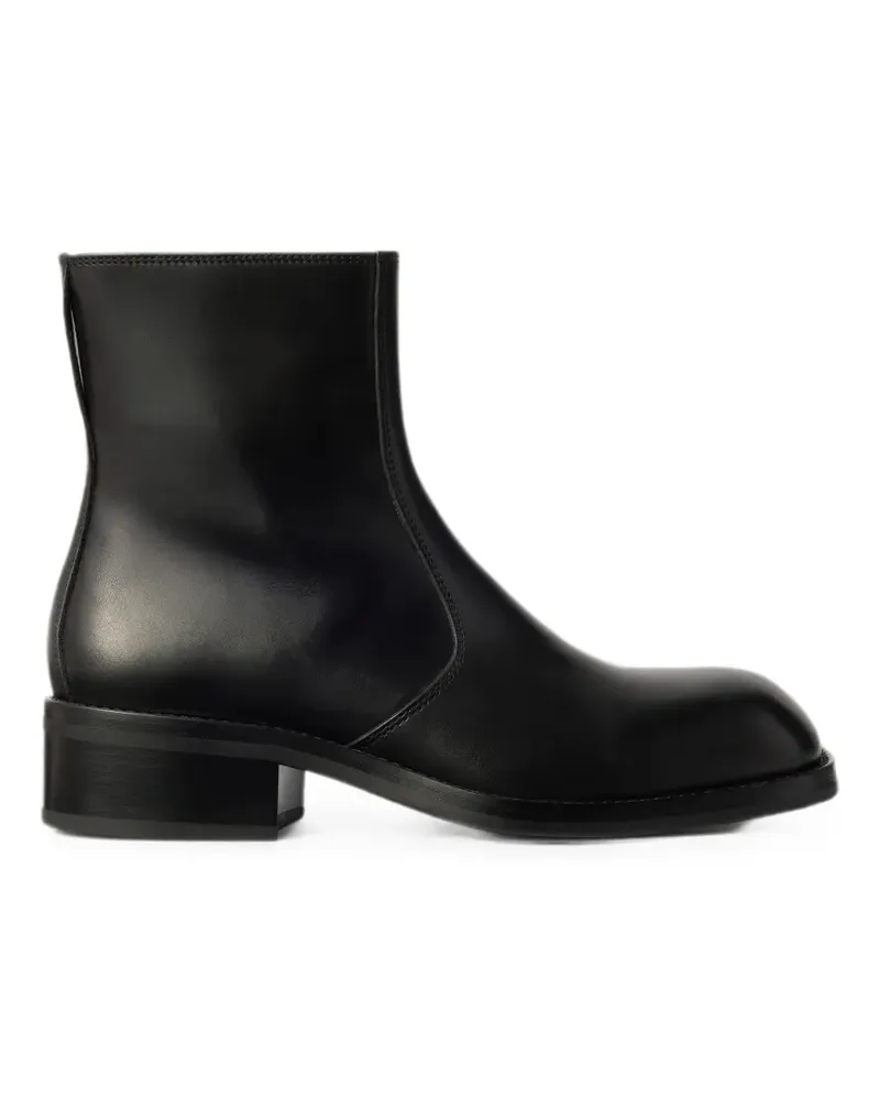 Christophe Lemaire zipped ankle boots in shiny leather - Schwarz Schwarz