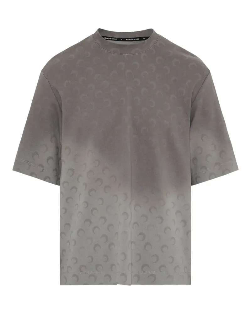Marine Serre Jersey-T-Shirt mit Mond-Print - Grau Grau