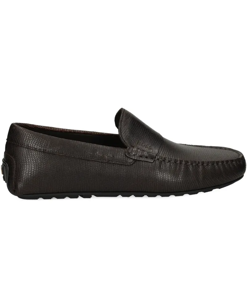 HUGO BOSS printed-leather loafers - Braun Braun
