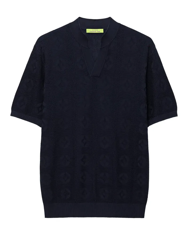 Shanghai Tang T-Shirt mit V-Ausschnitt - Blau Blau
