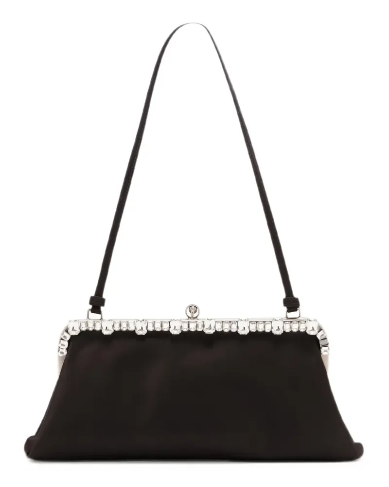 PLAN C Duchesse Clutch aus Satin mit Kristallen - Schwarz Schwarz