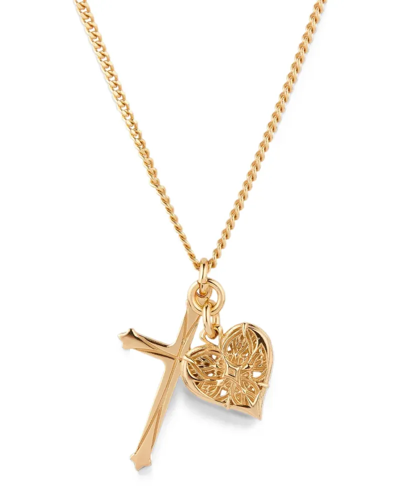 Emanuele Bicocchi Notre-Heart cross necklace - Gold Gold