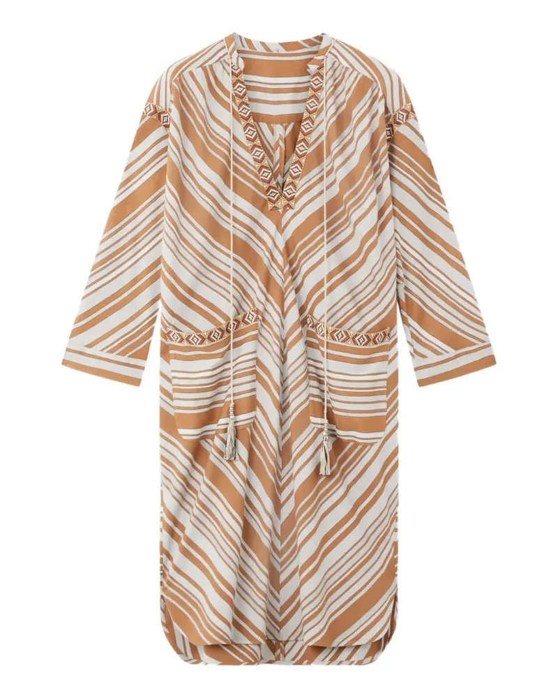 Fortela Afsar geometric stripe midi dress - Nude Nude