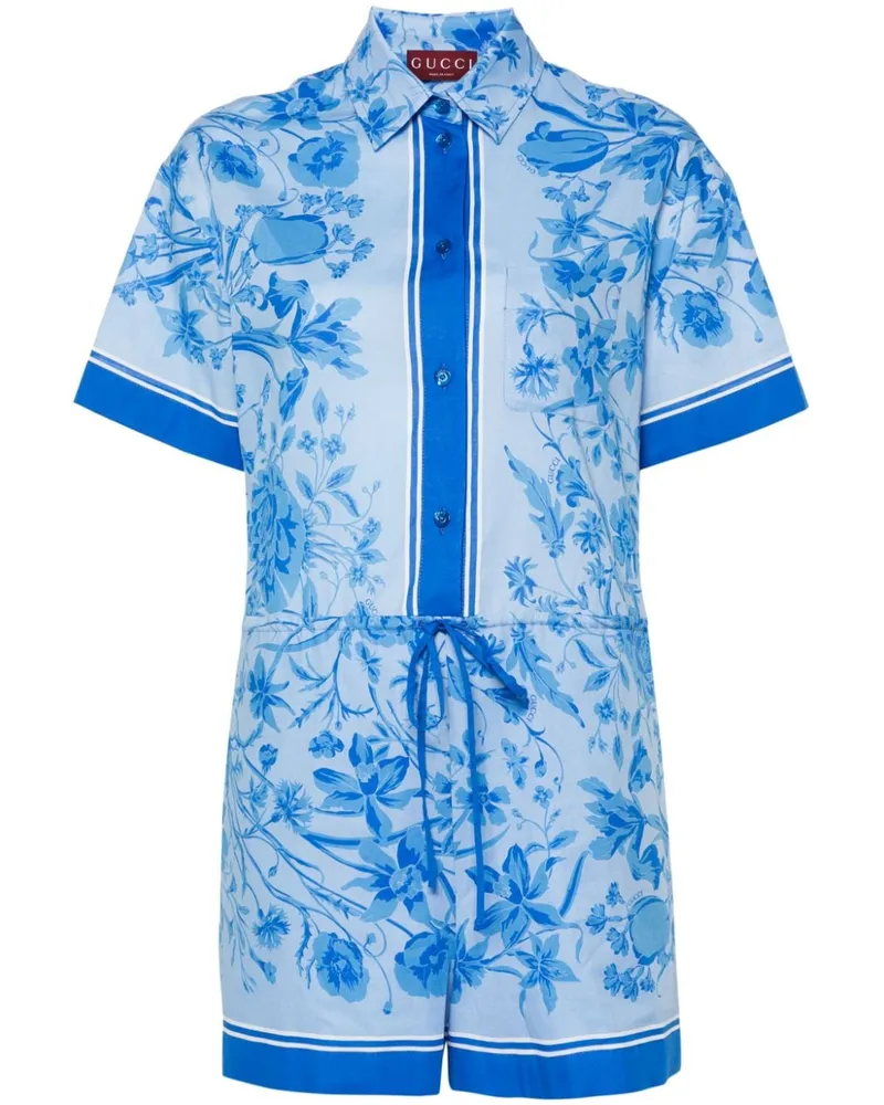 Gucci Playsuit mit Blumen-Print Blau