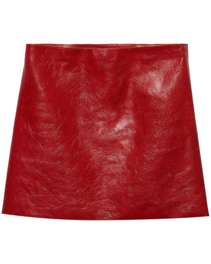 Prada Leder-Minirock mit Riss-Effekt - Rot Rot