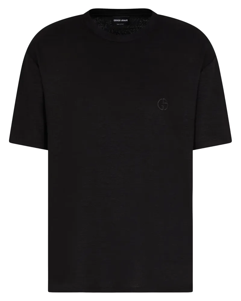 Giorgio Armani T-Shirt mit Logo-Stickerei - Schwarz Schwarz
