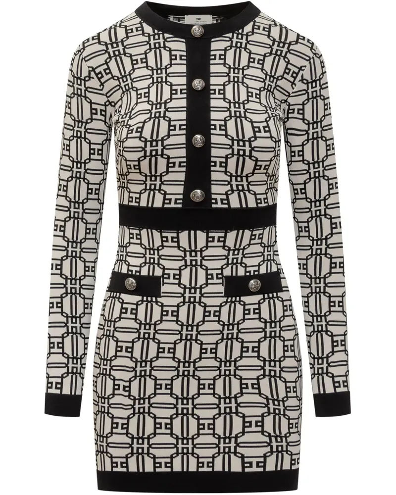 Elisabetta Franchi Minikleid mit Logo - Schwarz Schwarz