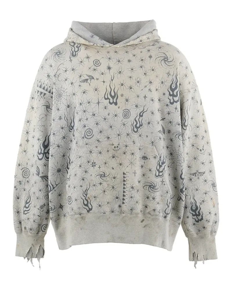 SAINT MXXXXXX Dr.Woo graphic-print hoodie - Grau Grau