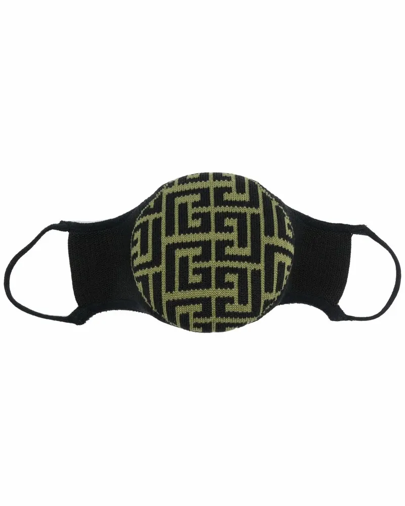 Balmain Mundschutz mit Monogramm-Print - Schwarz Schwarz