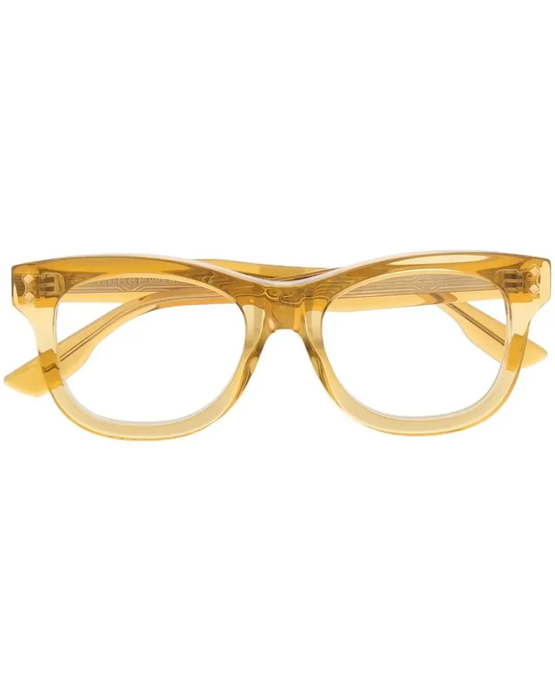 Gucci Eckige Brille mit Logo - Gelb Gelb