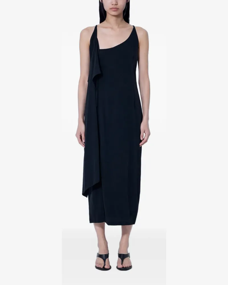 Yohji Yamamoto asymmetric draped maxi dress - Schwarz Schwarz