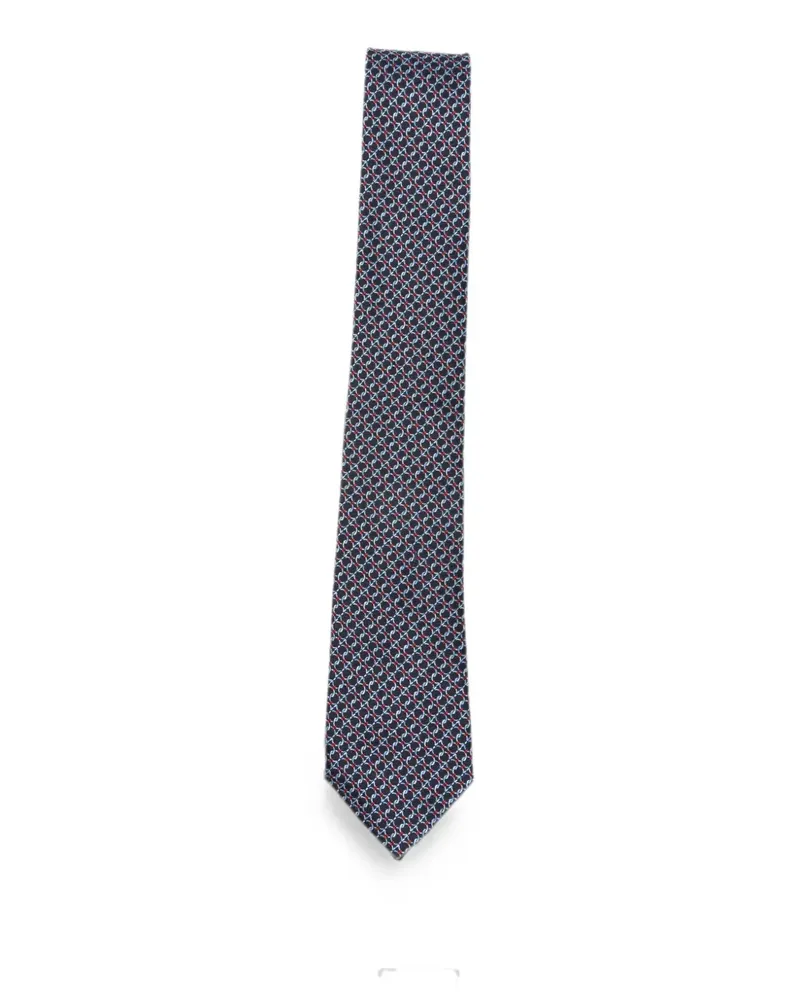 Ferragamo Gancini-pattern silk tie - Blau Blau
