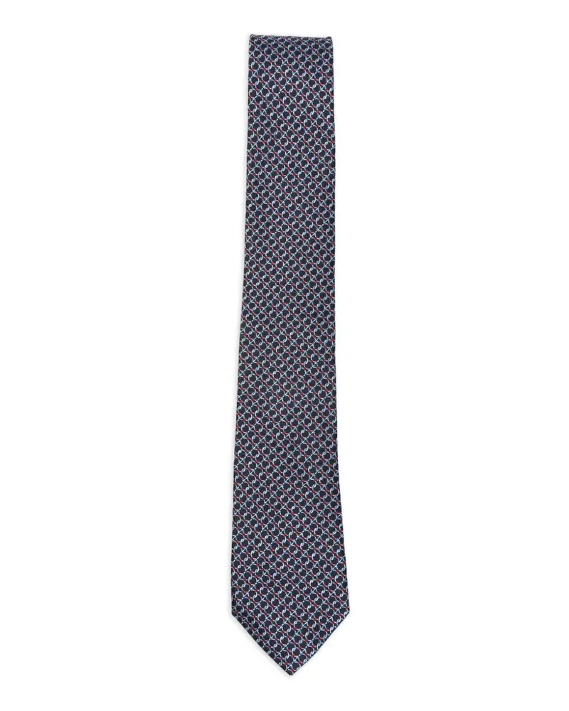 Ferragamo Gancini-pattern silk tie - Blau Blau