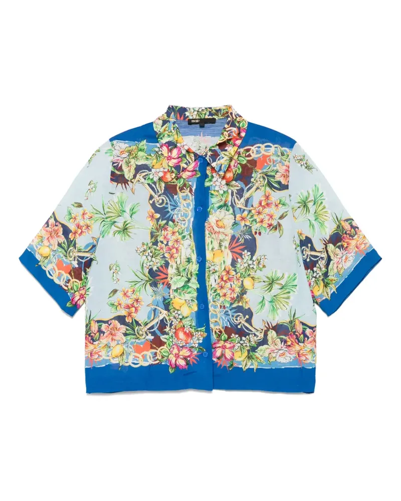 Maje Hemd mit Blumen-Print - Blau Blau