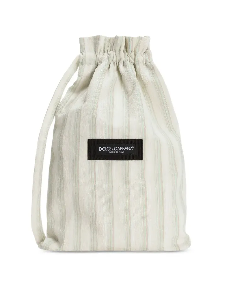 Dolce & Gabbana Gestreifte Schultertasche mit Kordelzug - Nude Nude